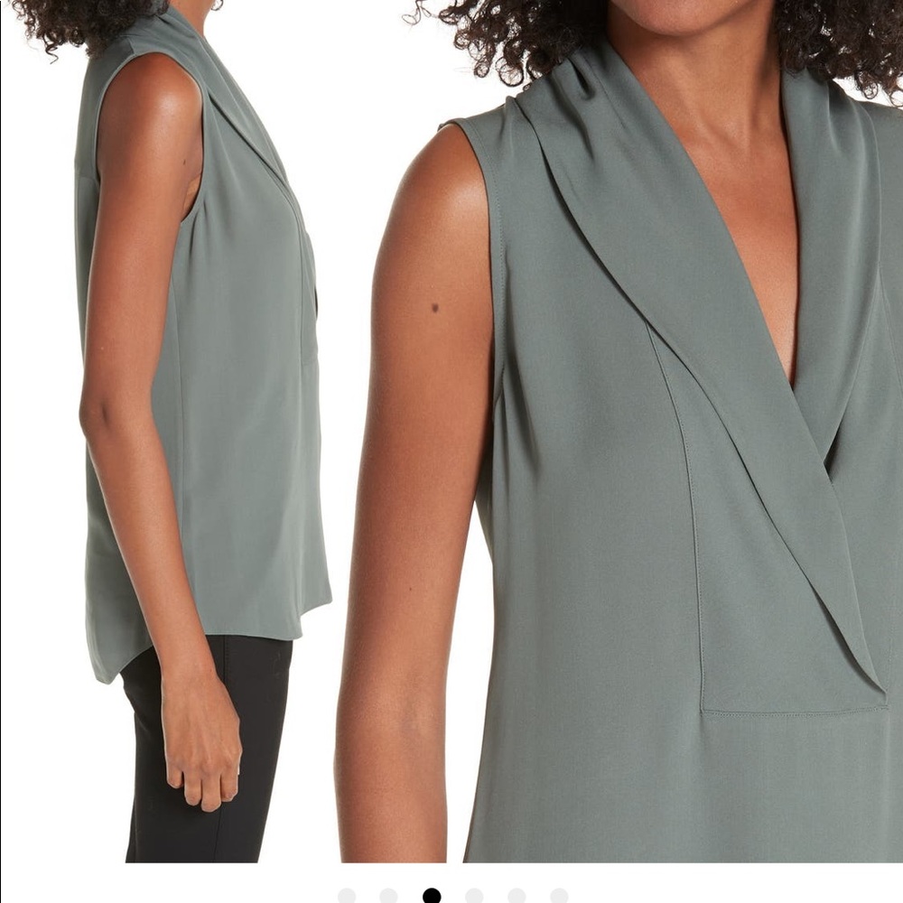 Theory Silk Shell Blouse - Pale Moss Grey - Size Small